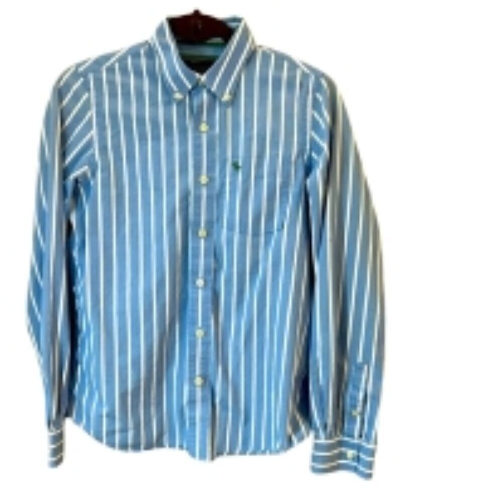 Abercrombie Mens Light Blue/White Stripe LS Shirt Sz XL